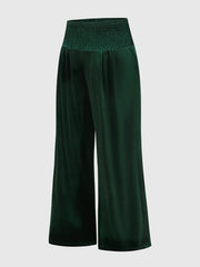 Velvet High Rise Wide Leg Trousers Plus Size