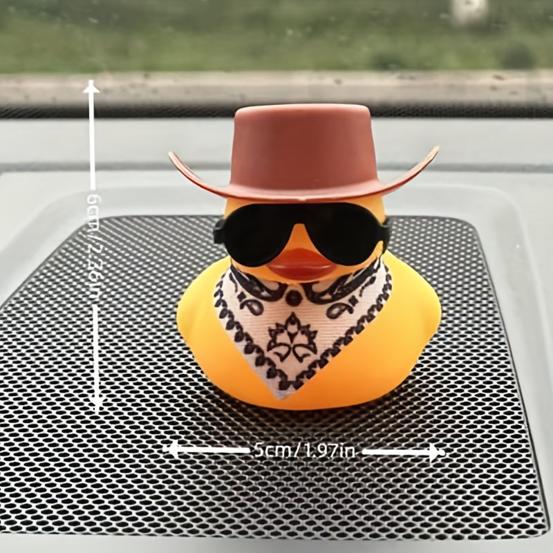 Brown Cowboy Hat with Scarf and Sunglasses for Ducks