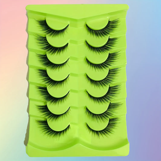 7 Pairs 3D False Eyelashes Cat Eye Lashes Natural Thick Short Long Lengthening