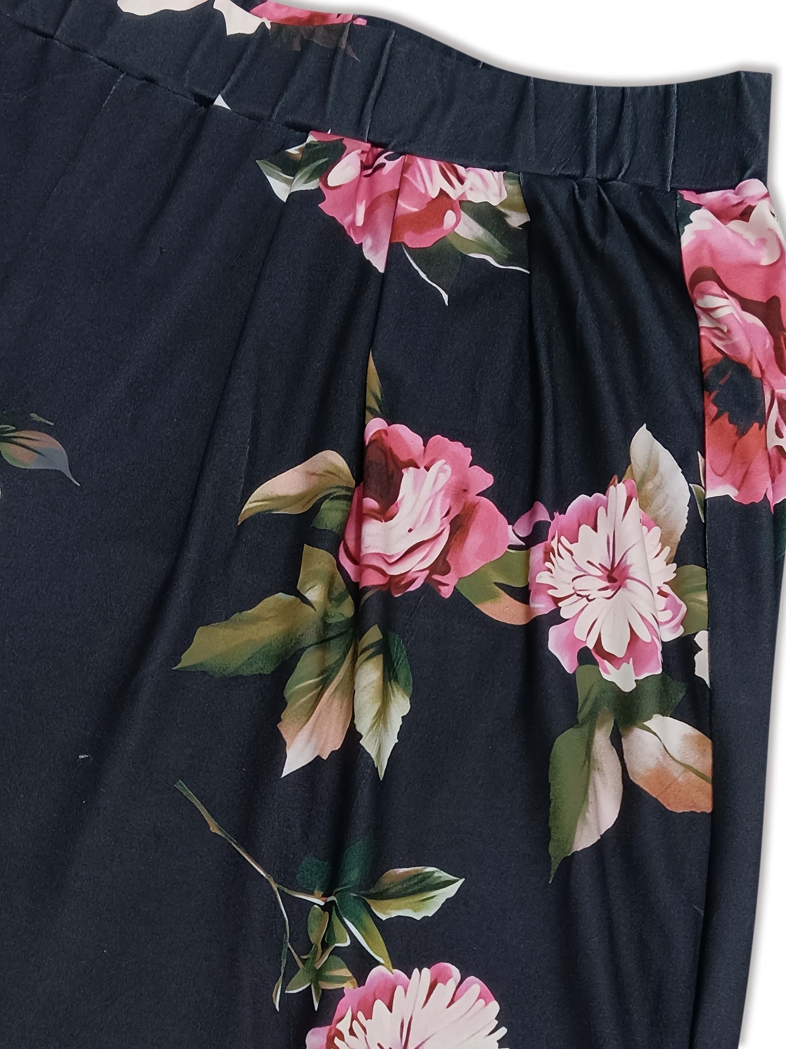  Floral Print High Rise Wide Leg Trousers