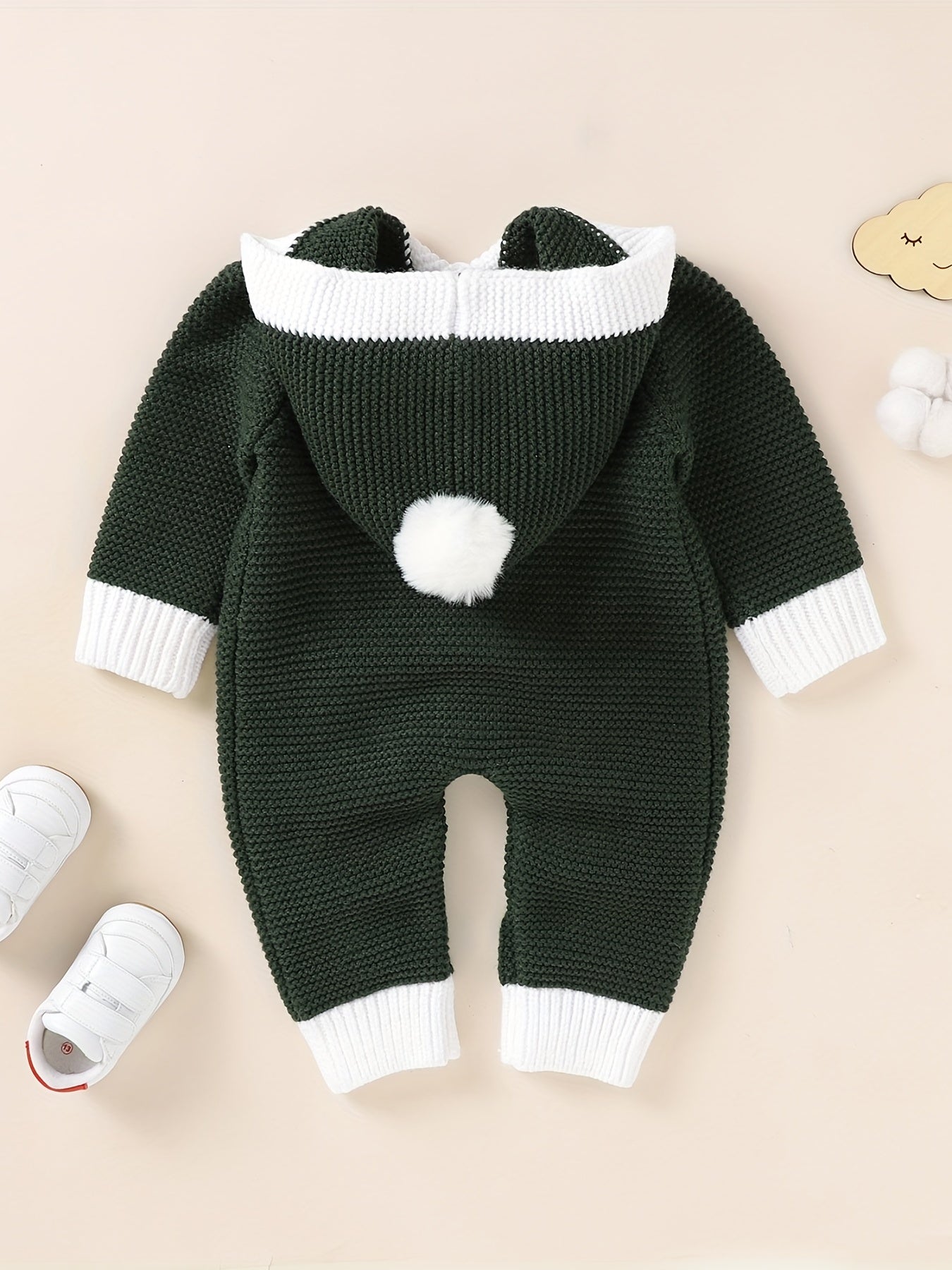 Hooded Knitted Sweater Romper for Infants