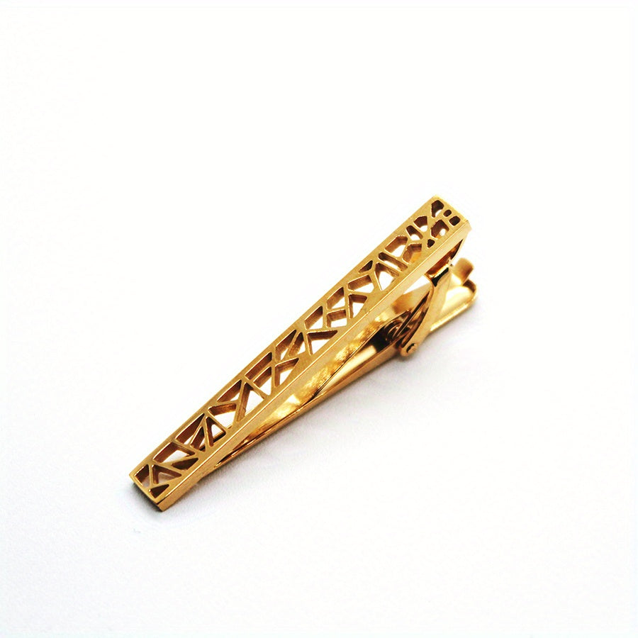 Stainless Steel Hollow Tie Clip Men's Business Gift Wedding Tie Clip