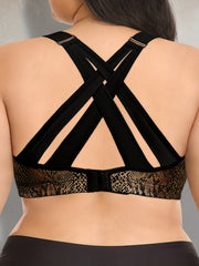  Snake Skin Print V Neck Full Coverage Fitness Bra