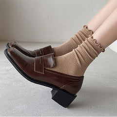 6 Pairs Frilled Solid High Strap Socks