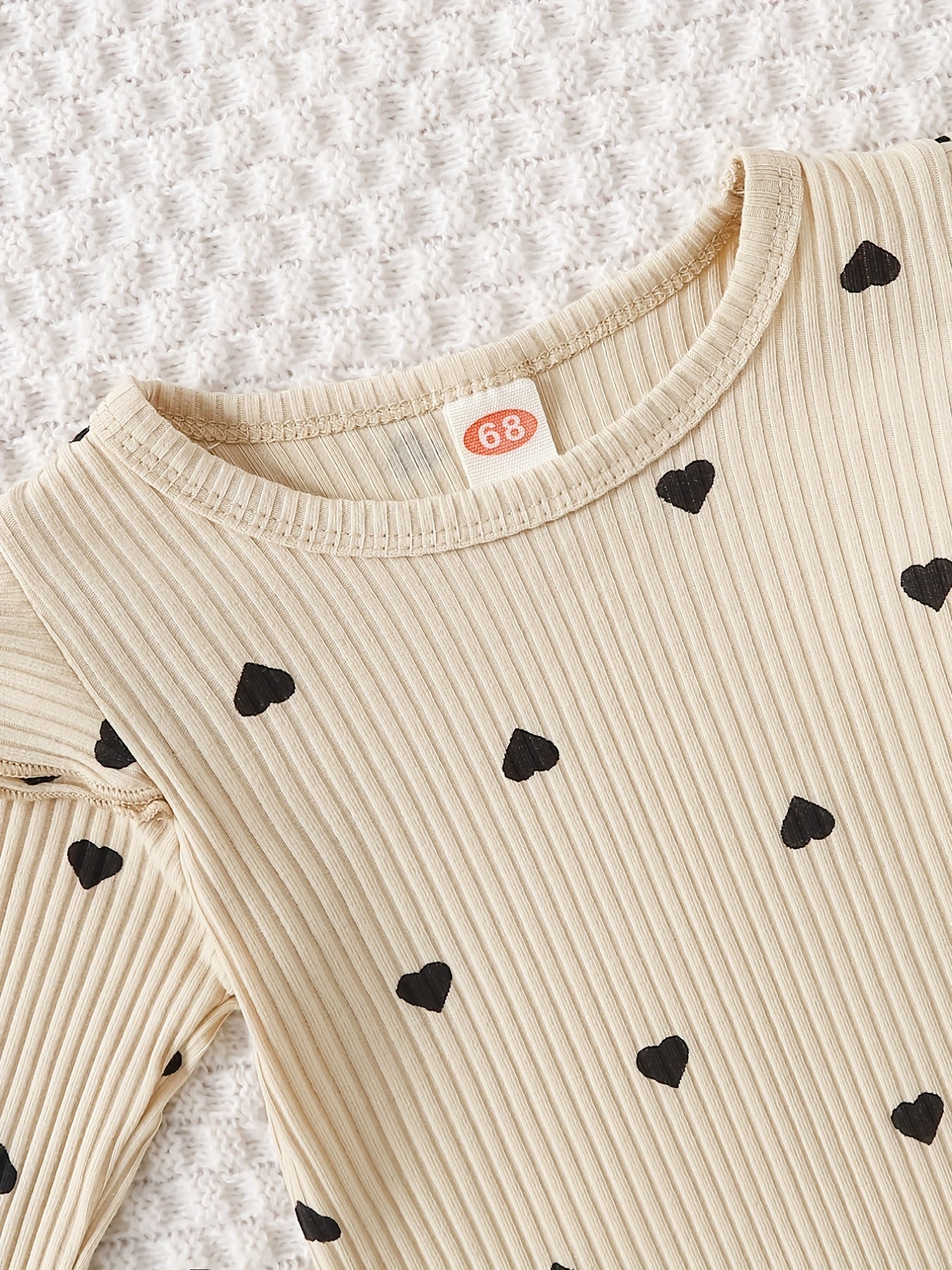 Newborn Infant Heart Print Ruffles Romper Long Sleeve Onesies & Pants Set