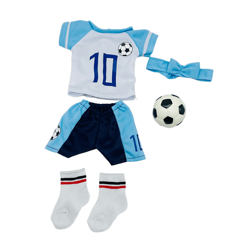 Soccer Outfit Set for 18 Dolls Shirt Shorts Headband Socks Football