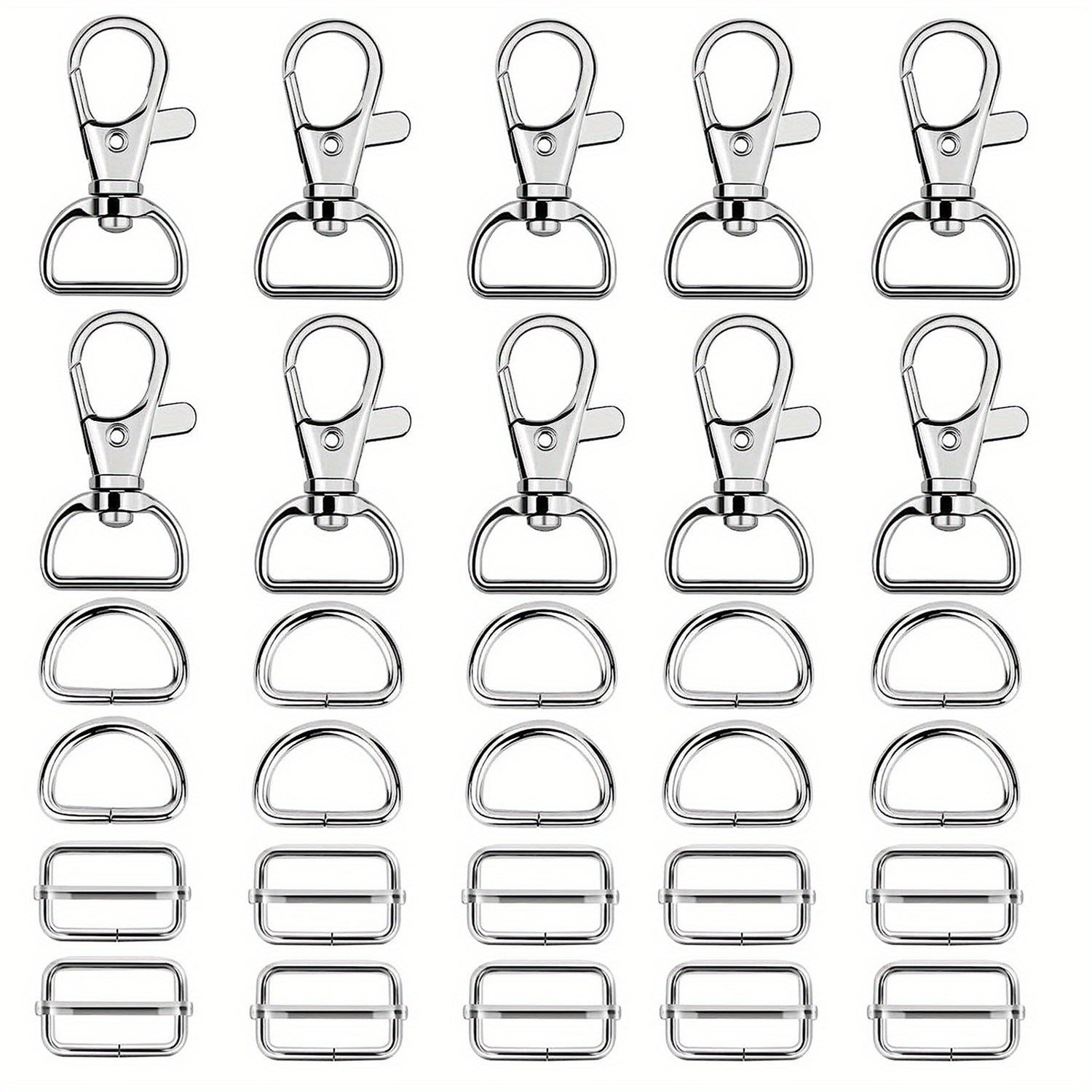 30Pcs Swivel Snap Hooks D Ring Slide Buckle Purse Hardware for Handbag