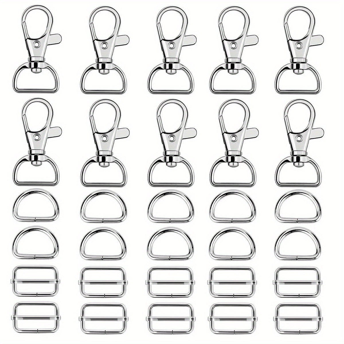 30Pcs Swivel Snap Hooks D Ring Slide Buckle Purse Hardware for Handbag