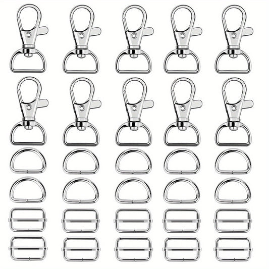 30Pcs Swivel Snap Hooks D Ring Slide Buckle Purse Hardware for Handbag