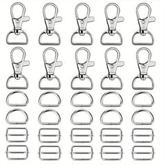 30Pcs Swivel Snap Hooks D Ring Slide Buckle Purse Hardware for Handbag