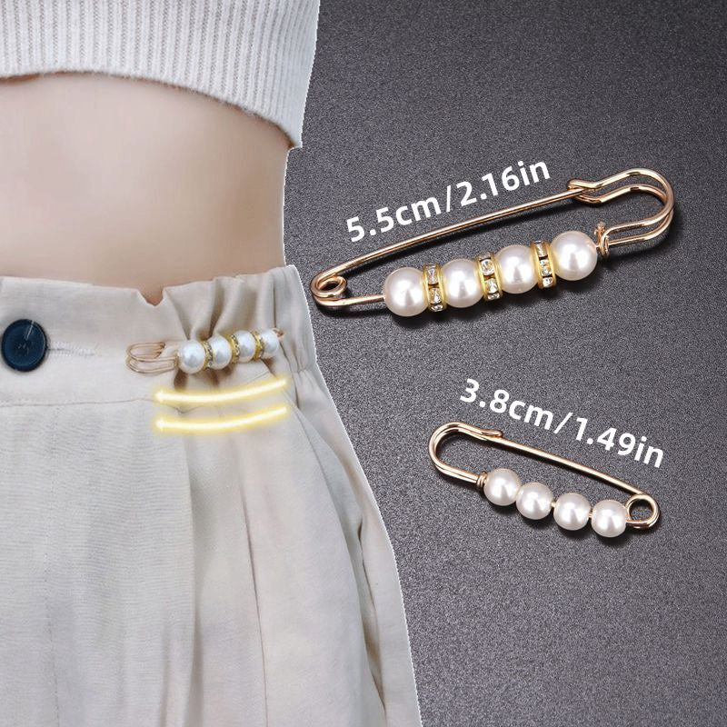 2pcs Faux Pearl Brooch Pins Rhinestones Collar Pin DIY Accessories