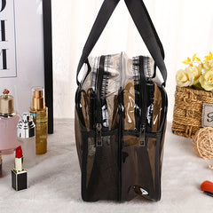 Clear Makeup Bags Cosmetic Bag With Compartments Handle Zipper Closure