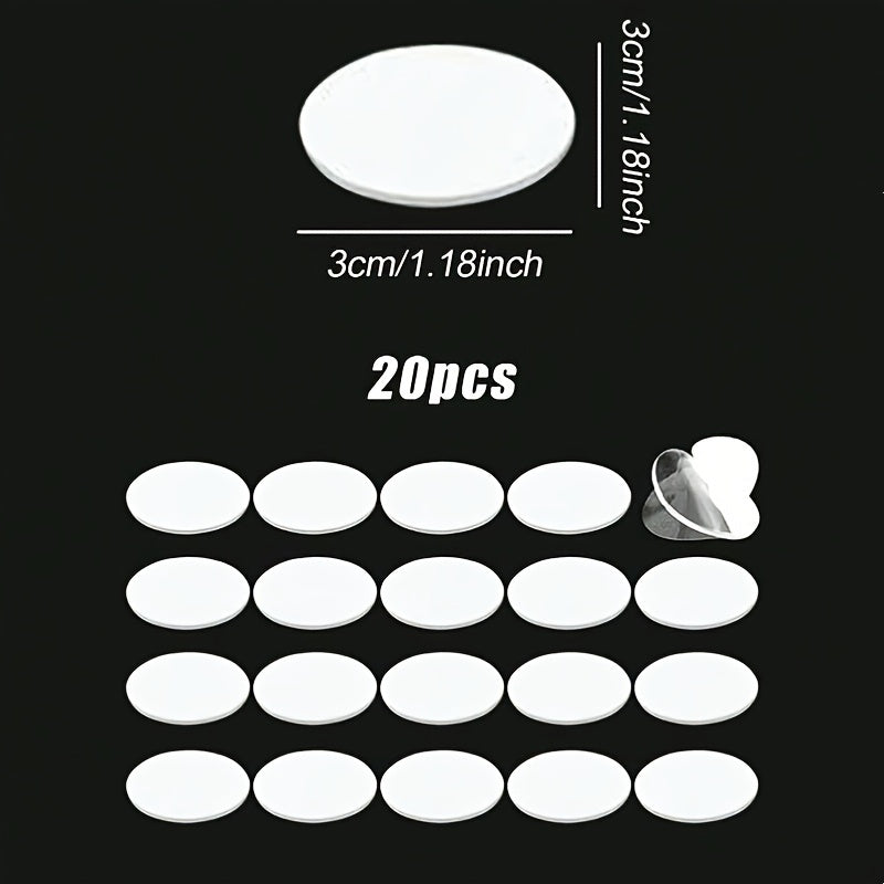 20 Transparent Double Sided Adhesive Stickers Removable Round Traceless Adhesive