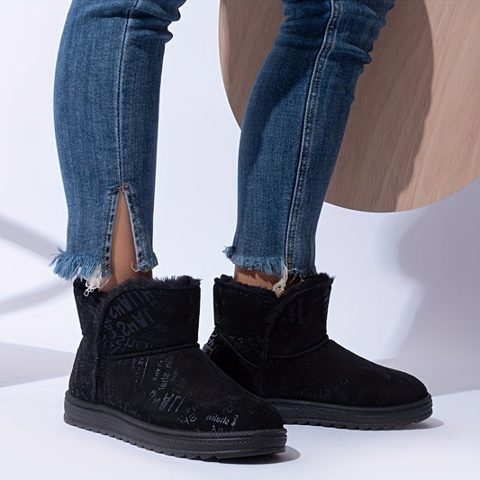 Women's Plush Lined Snow Boots - Warm Winter Ankle Boots