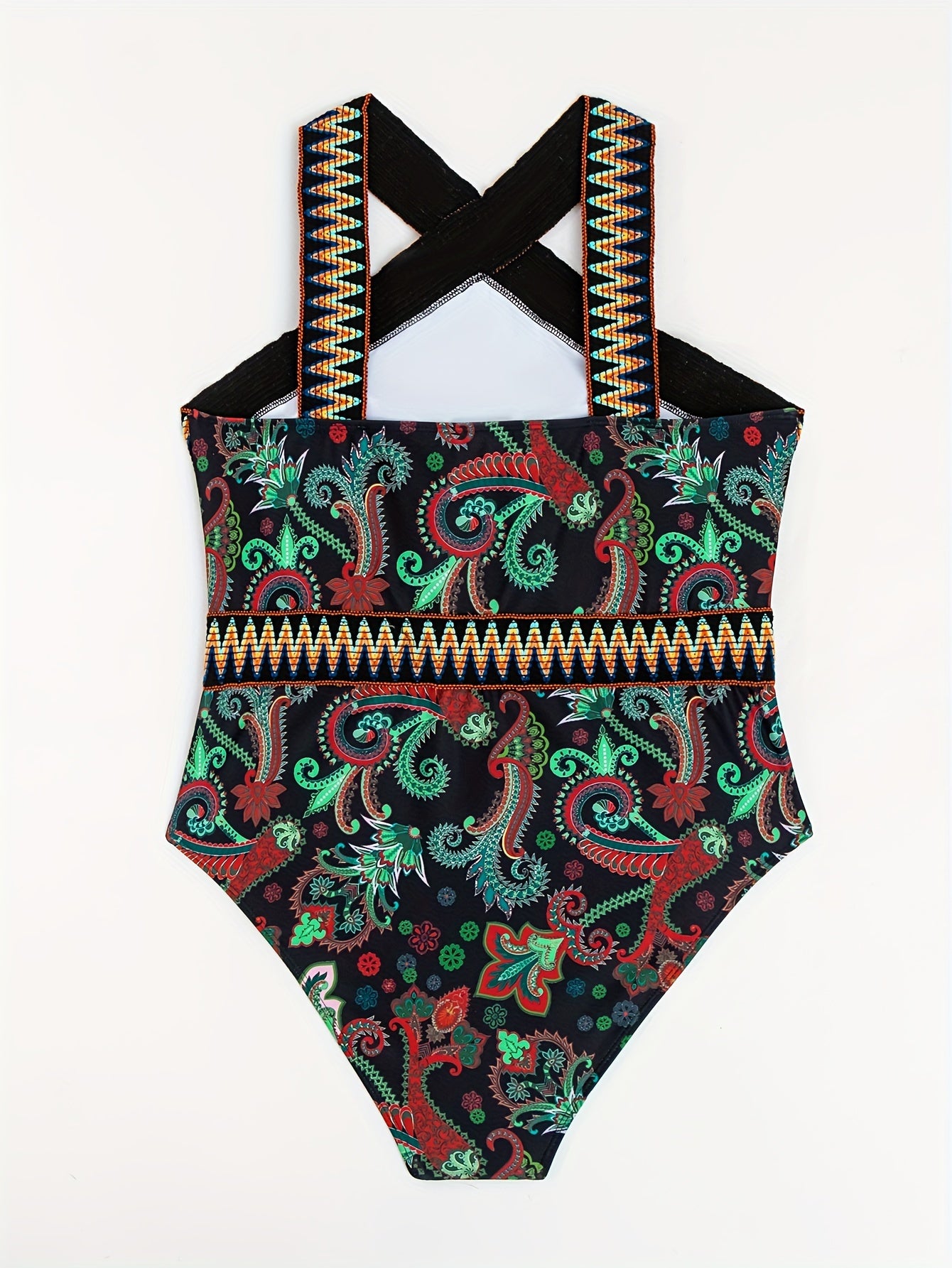  Floral Print Halter One Piece Bathing Suit