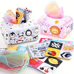 Baby Puzzle Cloth Book Toy Animal Washable Tissue Box