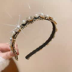 Faux Pearl Inlaid Rhinestone Headband Vintage Hair Accessories