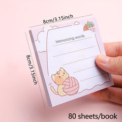 Cat Style Sticky Notes for Students - 80 Pieces