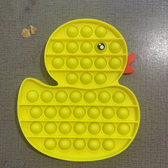 Yellow Silicone Duck Shaped Pop Bubble Fidget Toy for Anxiety Reduction