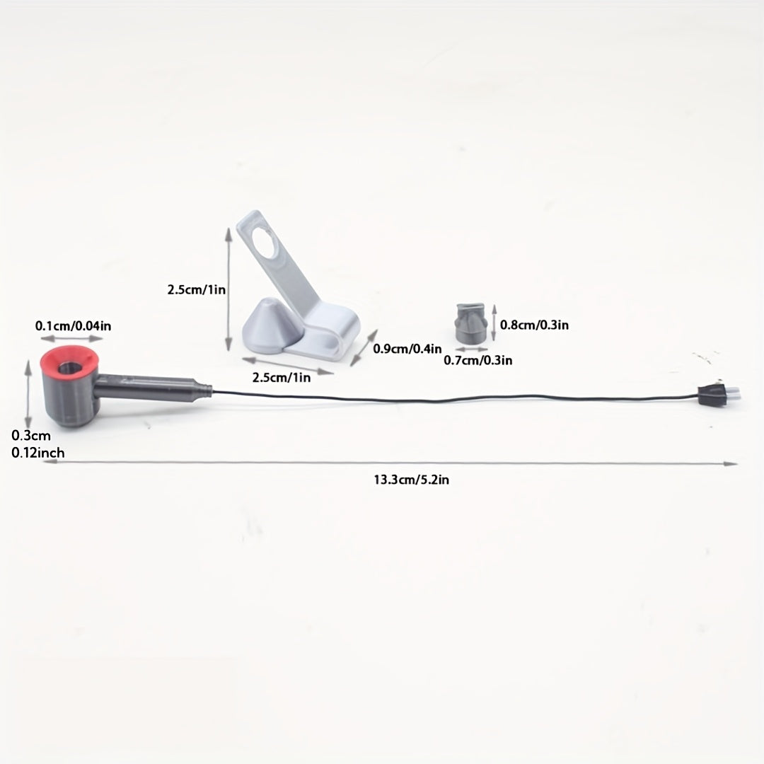 Mini Hair Dryer Set with Stand for Dollhouse Decor