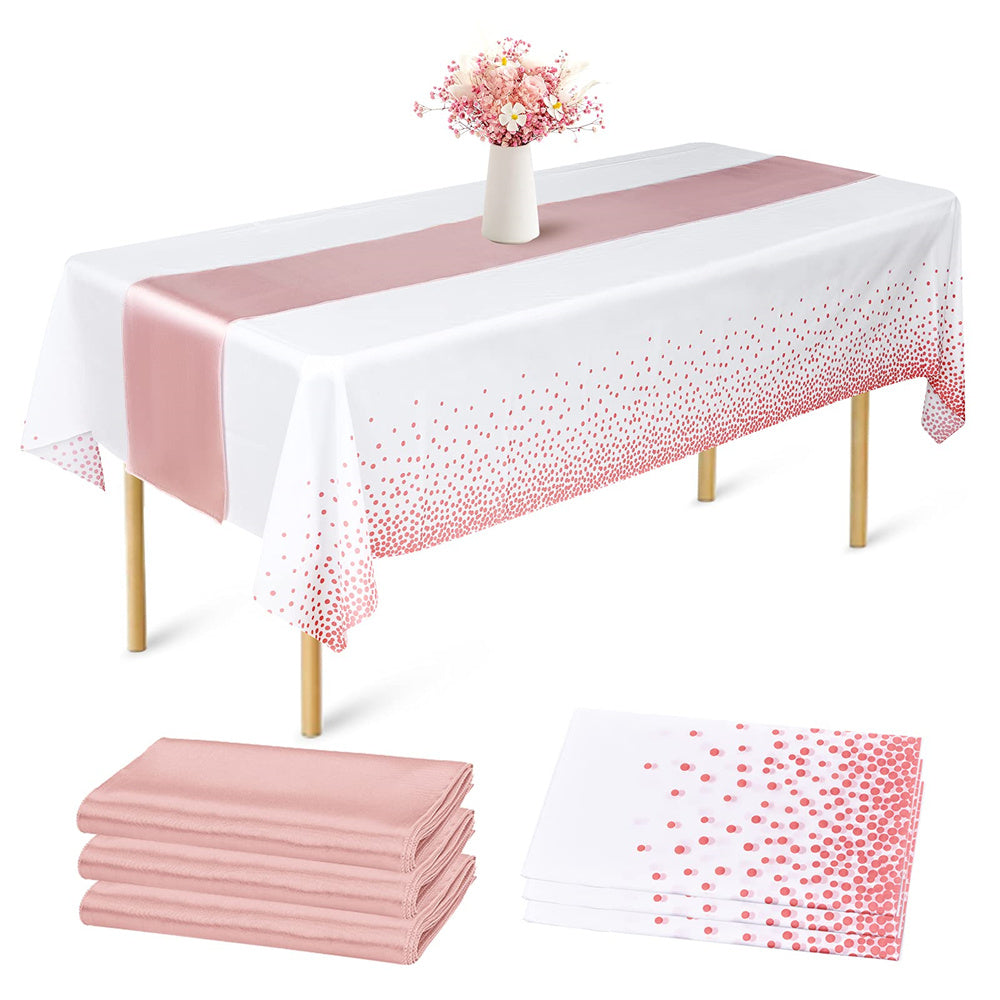 3pcs Disposable Golden Satin Silk Tablecloth