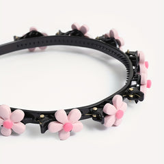 Pink Flower Hair Band With Hair Clip for Women Girls