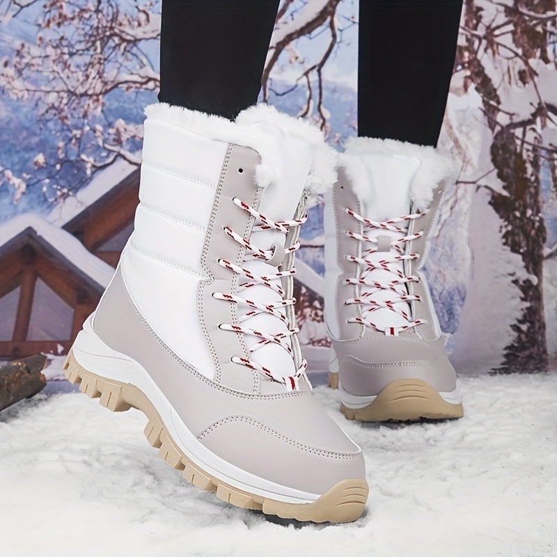 Women's Snow Boots With Fleece Lining Waterproof Hiking Boots