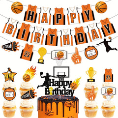 Basketball Jersey Happy Birthday Banner - Basketball Party Decor
