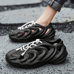 Men's Lace Up Foam Sandals Lightweight Quick drying Non Slip Slippers Clogs