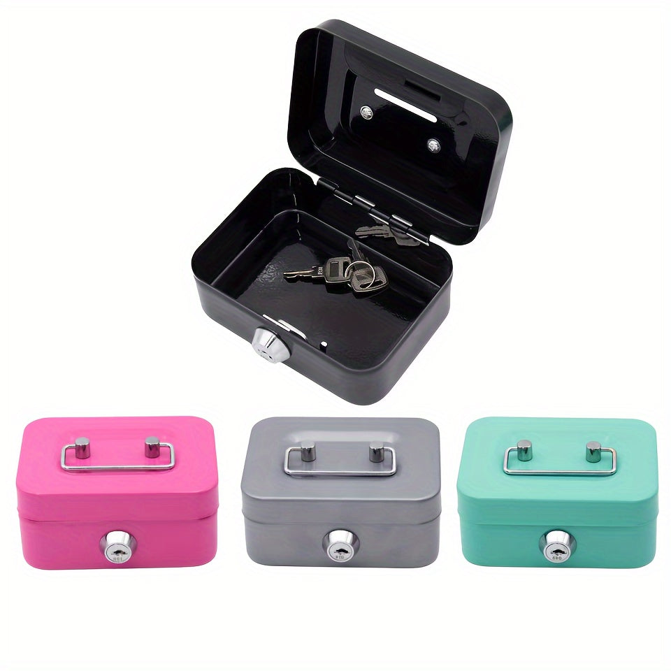 Mini Metal Money Storage Box Locking Lid Keys Household Organizer
