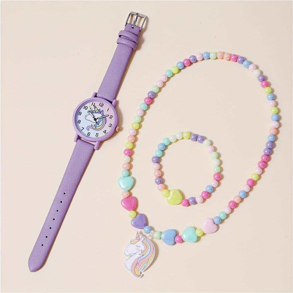 Kids Unicorn Silicone Quartz Watch Set