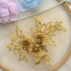 3D Flower Lace Applique Embroidered Material Trim For DIY Wedding Dress