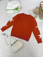Girl Star Print Sweater Knit Pullover Casual Comfortable Kids Clothes