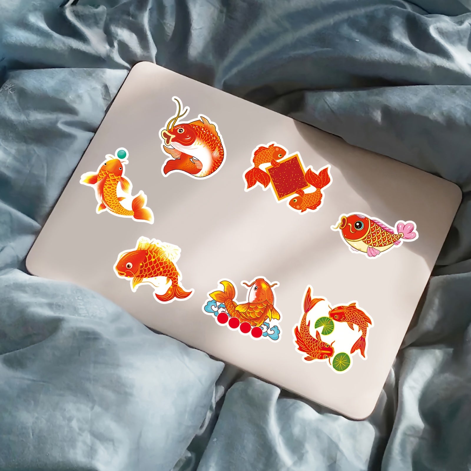 50pcs Koi Cartoon Animal Hand-painted Stickers For Journal Water Cup Skateboard