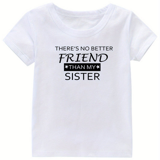 Sister Print Girl's Cotton T-shirt for Summer