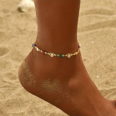 Women Love Heart Chain Anklet Vintage Style Ankle Bracelet