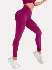 Ribbed Butt Lifting Yoga Pants Cross Waist Leggings