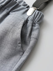 Boys Handsome Shirt & Bib Pants Set with Bow Tie