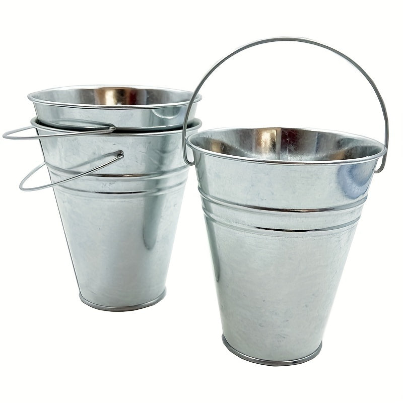 3pc Galvanized Metal Buckets - Wedding Decor, Party Centerpieces, Garden