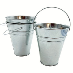 3pc Galvanized Metal Buckets - Wedding Decor, Party Centerpieces, Garden