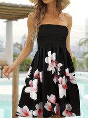 Floral Print Tube Dress Backless Casual Spring Summer