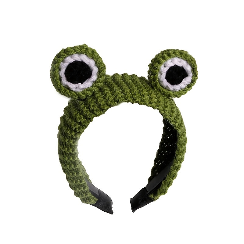 Cartoon Frog Headband Knitted Wool Headdress Non slip