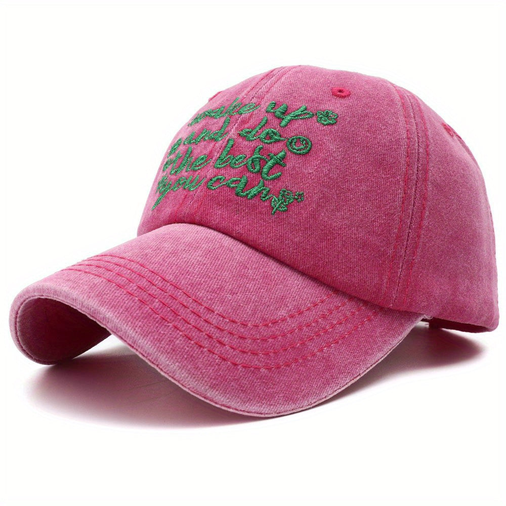 Vintage Letter Embroidered Baseball Cap Washed Distressed Dad Hat