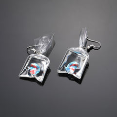 Goldfish Water Bag Drop Earrings Ocean Animal Pendant