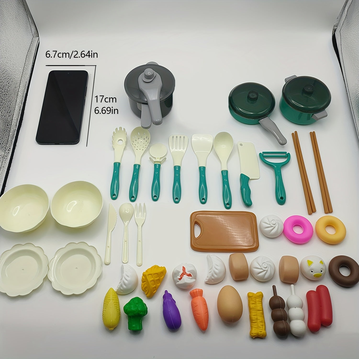 Mini Green Kitchen Playset for Kids Realistic Play Food & Cooking Toys