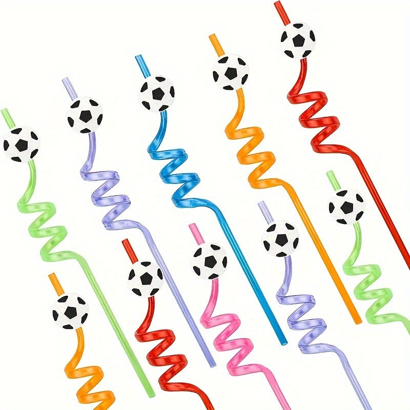 4pcs Soccer Party Straws Reusable Sports Supplies