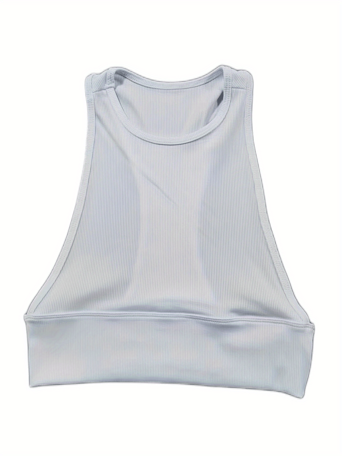 Solid Crew Neck Crop Tank Top Casual Racerback Sleeveless Tank Top