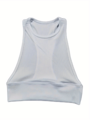 Solid Crew Neck Crop Tank Top Casual Racerback Sleeveless Tank Top