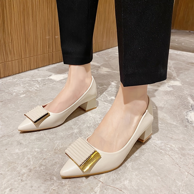 Women's Pointed Toe Shoes with Metal Decor