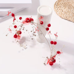 Faux Pearl Tassel Headband Chinese Bridal Headwear